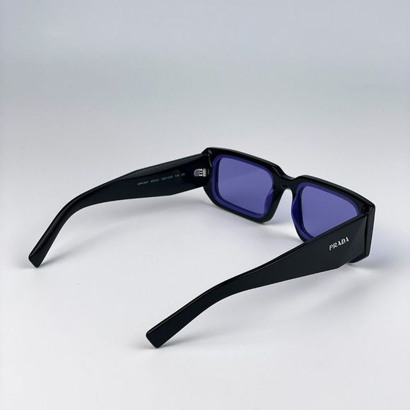 Prada PR06YS 02Z01O Sunglasses Black Blue Rectangle Unisex - Picture 8 of 14